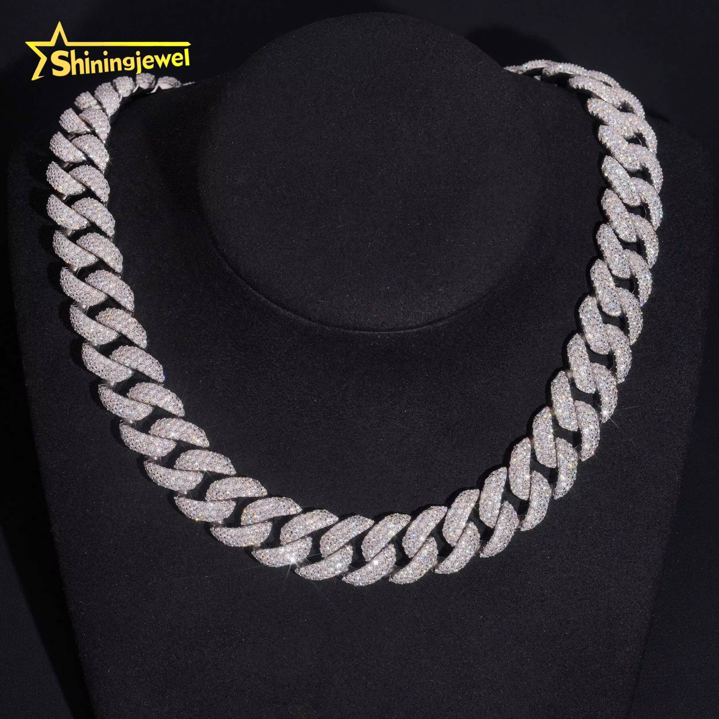 GRA Certificate High Quality 18mm Solid 925 Sterling Silver Moissanite Diamond Hip Hop Cuban Link Chains Necklace