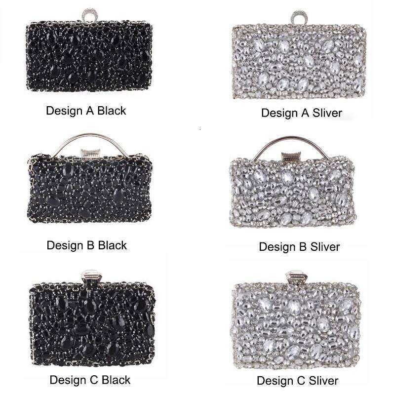 Bag Beaded Crystal Lady Wedding Purse Rhinestones Handbags Sier Black Evening Clutch Bags for Women