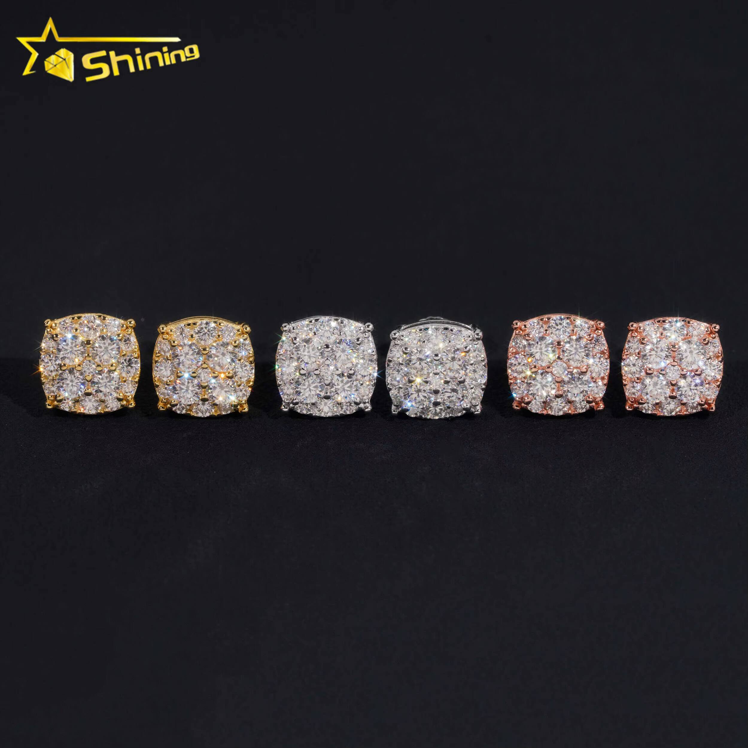 New Pass Diamond Tester GRA Certified Stocks VVS Diamond 925 Sterling Silver Hip Hop Jewelry Moissanite Stud Earrings for Men