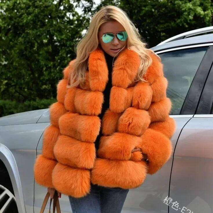 Women Faux Fox Maxi Coats Turn Down Collar Thick Elegant Autumn Winter Open Fur Jackets Warm Streetwear