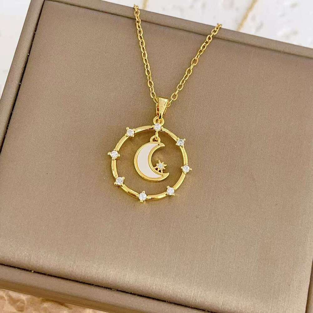 ~Necklace For Women Ins Niche Design High-End Light Collarbone Chain Moon Choker Student Best Friend 9Ca
