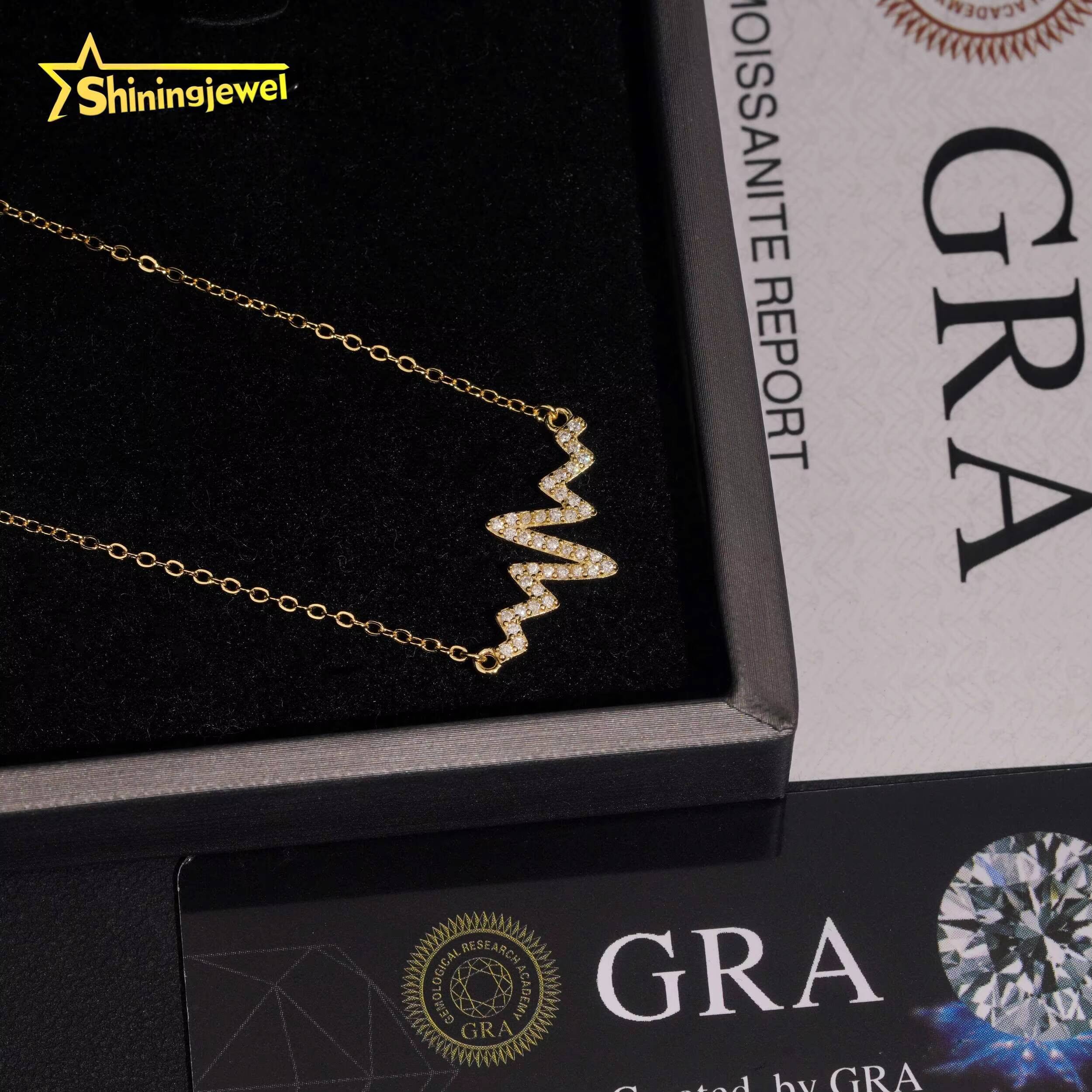 GRA Certificate Moissanite Charms Necklace Iced Out New Fashion Lady Daily 925 Sterling Silver Moissanite Womens Jewelry