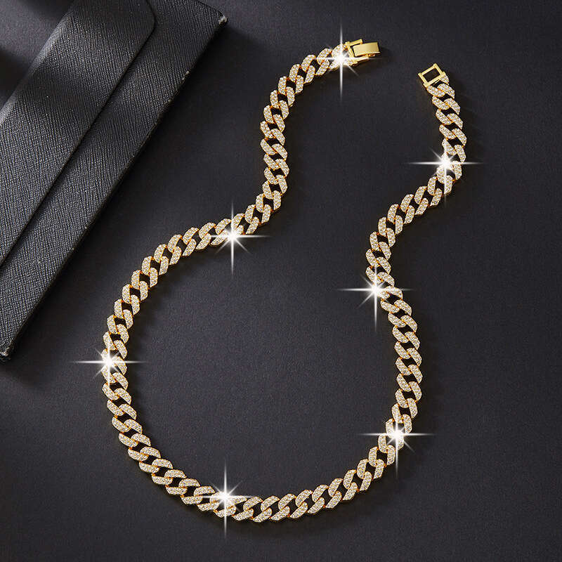 Style Necklace Personality Double Row Dia Alloy 10mm Hip-Hop Jewelry Hot Item