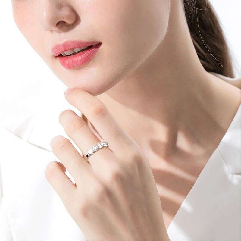 Tiktok Live Ins Niche Design Moissanite For Women Light Luxury Versatile S Pure Silver Band Tail Ring Bd3