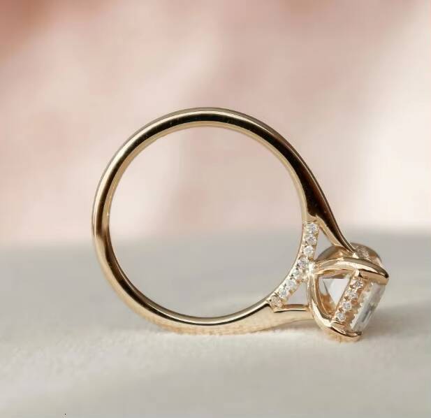 Custom Design 3 Ct Emerald Cut Moissanite Engagement Ring