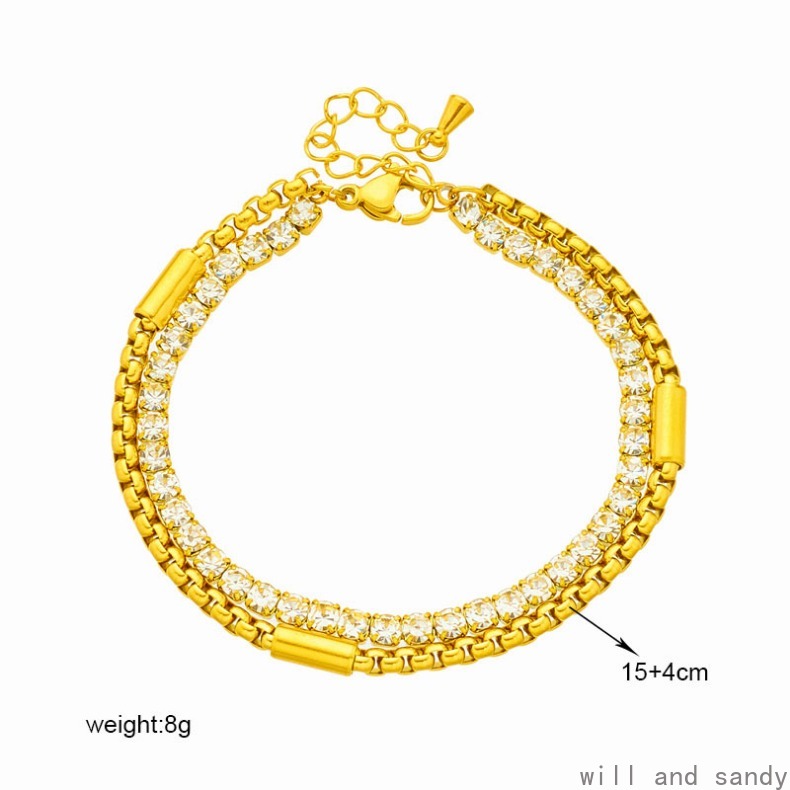 18k Gold Plated Chain Iced Out Stack Bracelet Designer Jewelry Heart Butterfly Tree Charm Bracelets Cuff Fine Jewelry for Women Birthday Wedding Mothe