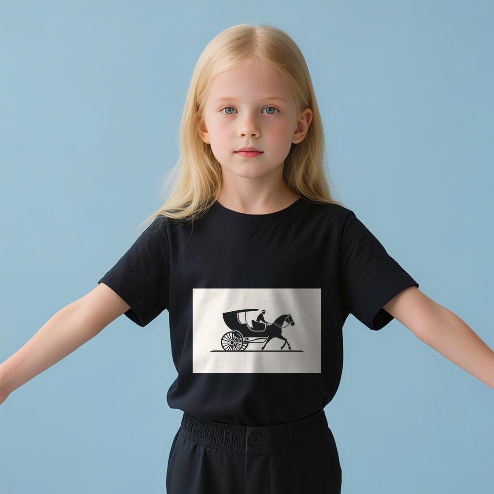 ddmywed Boy and girl Children's T-shirt T-shirt with an image of man riding a horse
