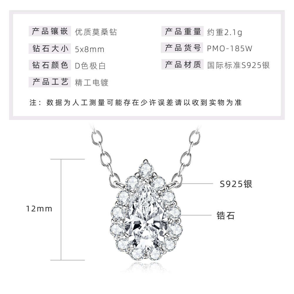 S Pure 1 fashion Moissanite Necklace For Women Fashion Classic Round Snowflake Sier Pendant Clavicle Chain F52