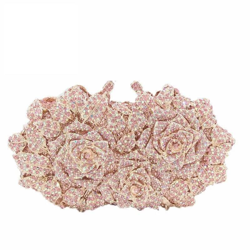 XIYUAN Woman Colorful Flower Crystal Evening Bag Banquet tail Party Handbag Wedding Bridal Dia Gala Floral Clutch Purse high-quality