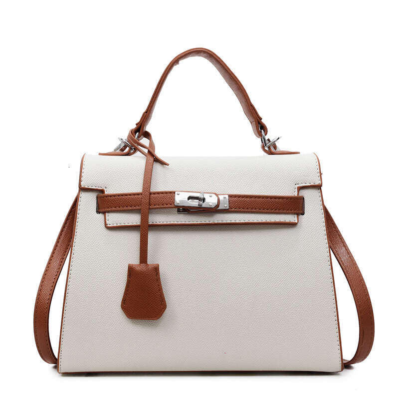 Trendy Lock Buckle Handbag for Women Summer Fashion Color-Block Shoulder Urban Simple Commuter Crossbody Bag