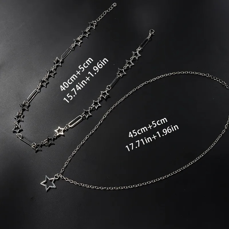 Personalized Punk Style Hollowed Out Stars Chain Double Layer Necklace Ladies Y2k Fashion Trend Holiday Party Accessories Gifts 250715