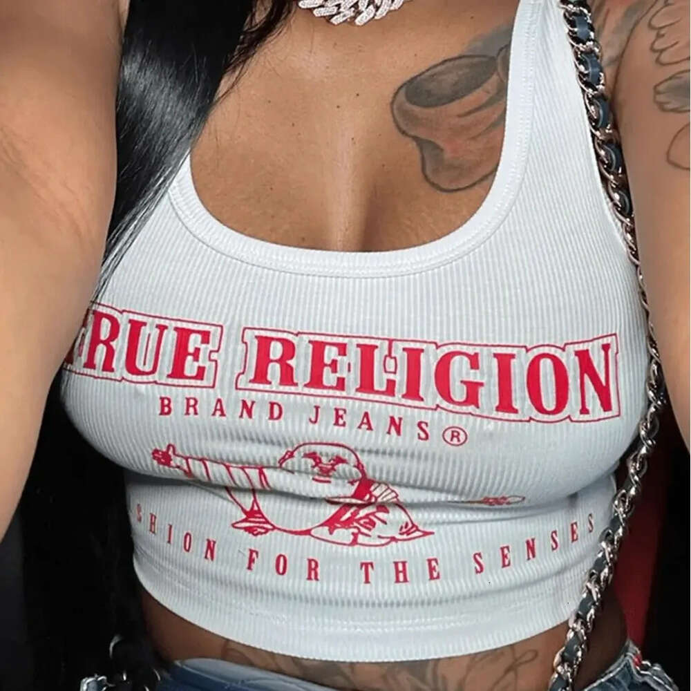 True Relgion Vest Sexy Graphic Designer T Shirts Fashion Top Printed Sweatshirts Streetswear 2025Ss Summer Casual Clothes Women Y2k Cropped Tank Tops Tees 2E1