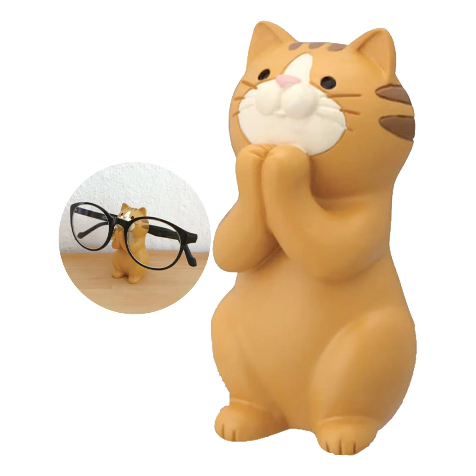 Cat Glasses Bracket Mobile Phone Stationery Desktop Pen Holder Home Desk Multifunctional Ornaments Collectibles Home Decoration 250716