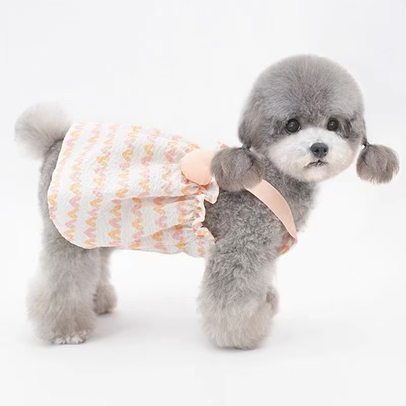 T739 Spring and summer cotton puppy dog suspender skirt Teddy Bichon Maltese skirt love print Yorkshire clothes