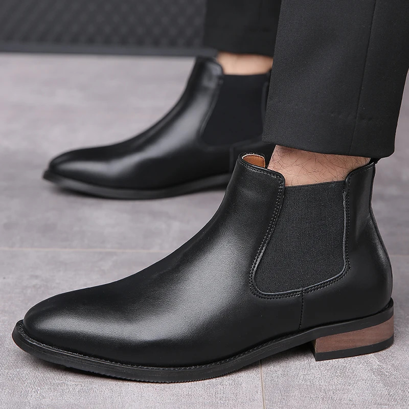 Arrival Male Chelsea Boots Casual Slip on Business Boots Fashion Cowboy Mens Ankle Boots High Top Leisure Walking Footwear 250715