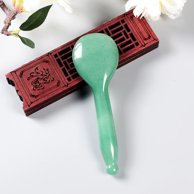 Jade Massage Wand Spoon Gua Sha Tool Acupoint Pen Health Care Natural Aventurine Stone Healing Massager Meridian Face Skin Care 250716