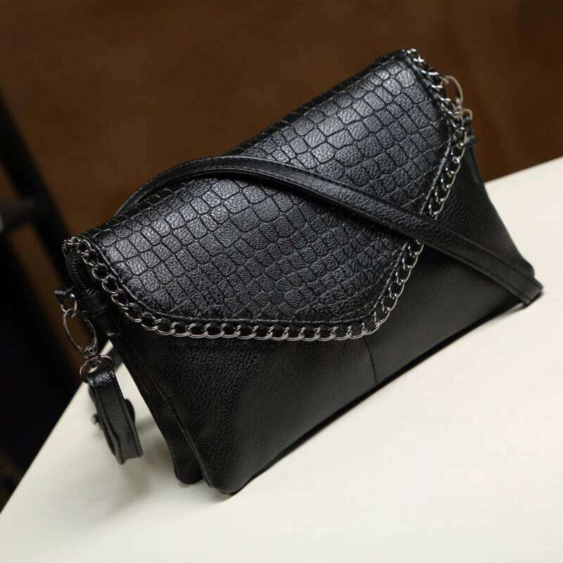 1Pc S/L Black Handbags Women PU Messenger Shoulder Female Casual Crossbody Bag Retro Purse