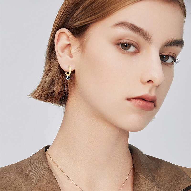 Fashionable Light Minimalist Style K Gold Color For Women Moissanite Sterling Sier Stud Earrings Non-Fading Ear Jewelry 919