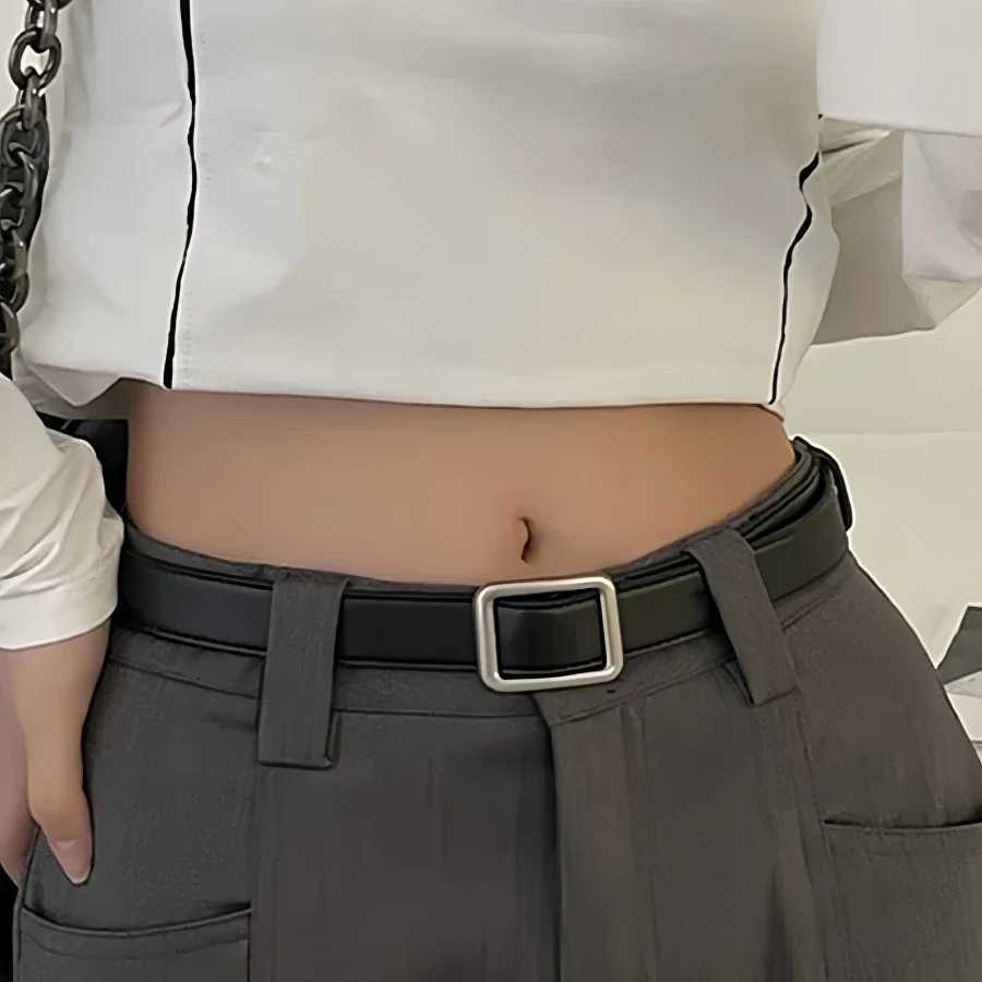 PU Leather Belt For Women Square Buckle Pin Buckle Black Jeans Belt Chic Luxury Brand Vintage Strap Female Waistband W250717