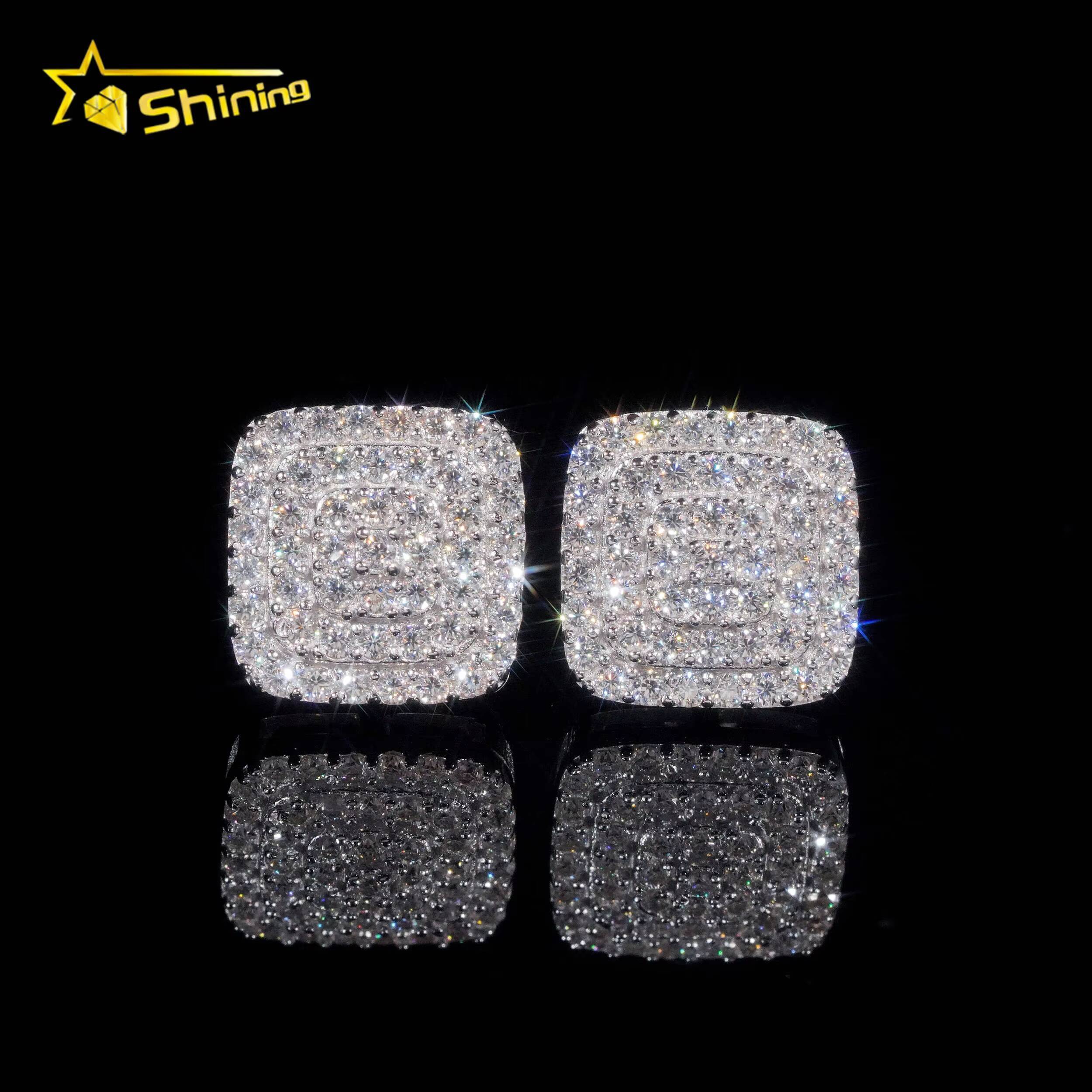 Fine Jewelry Fashion Earrings Silver 925 Vvs Moissanite Lab Diamond Hip Hop Iced Out Jewelry Stud Earrings