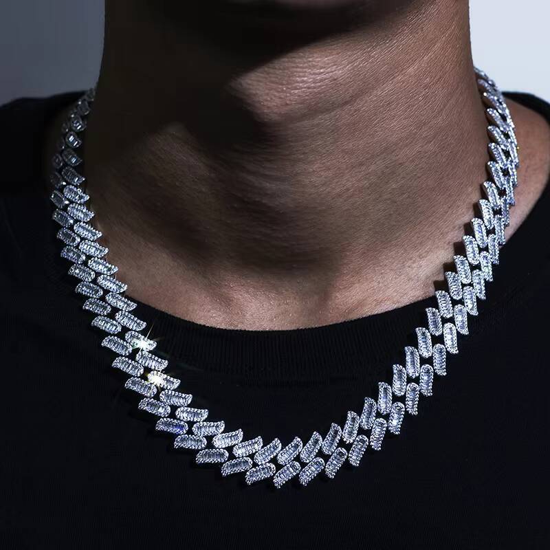 Hiphop Jewelry Cuban Necklace Ice Out Moissanite Cuban Link Chain