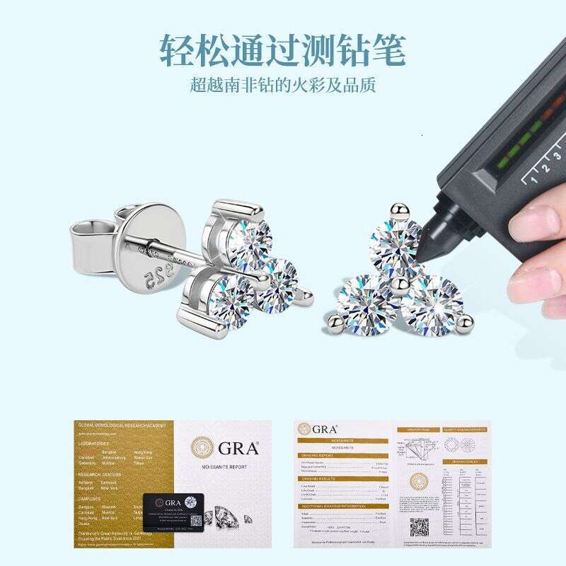 New Simple Elegant High-End Clover Earrings For Women, Pure Sier Moissanite Ear Jewelry A15