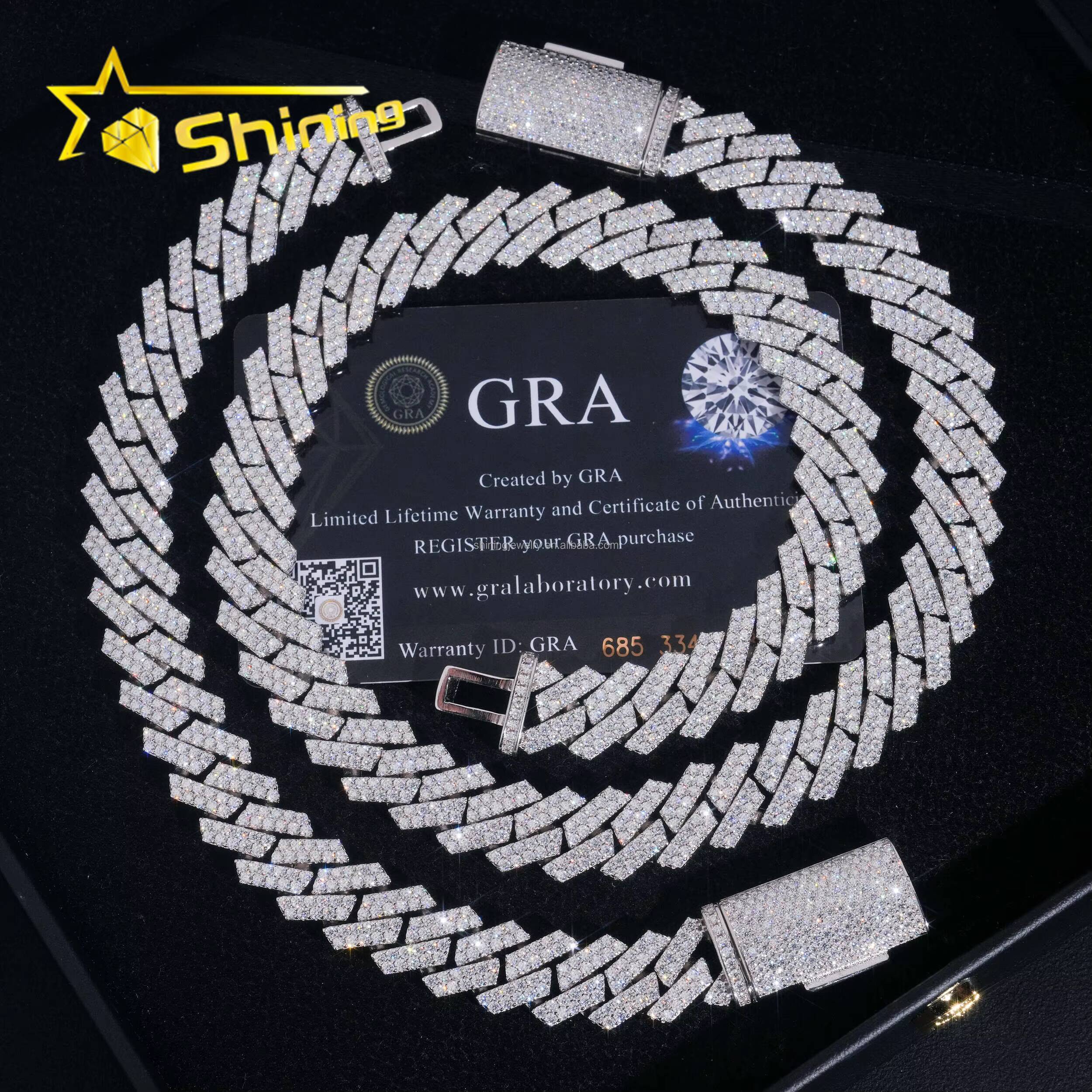Stock Hot Selling Pass Diamond Tester GRA Certificate 13mm Iced Out Moissanite Cuban Link Chain S925 Hip Hop Miami Cuban Chain