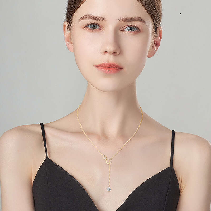 Moissanite Wireless Symbol Tassel Pendant For Women Fashion Versatile S Sier Design Sense Necklace 12C