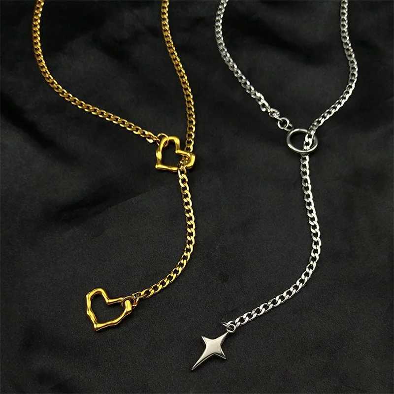 Heart O-ring Long Chain For Women Men Punk Rock Necklace Stainless Steel Key Lock Necklaces Adjustable Y-necklace Jewelry Gift XJ250717
