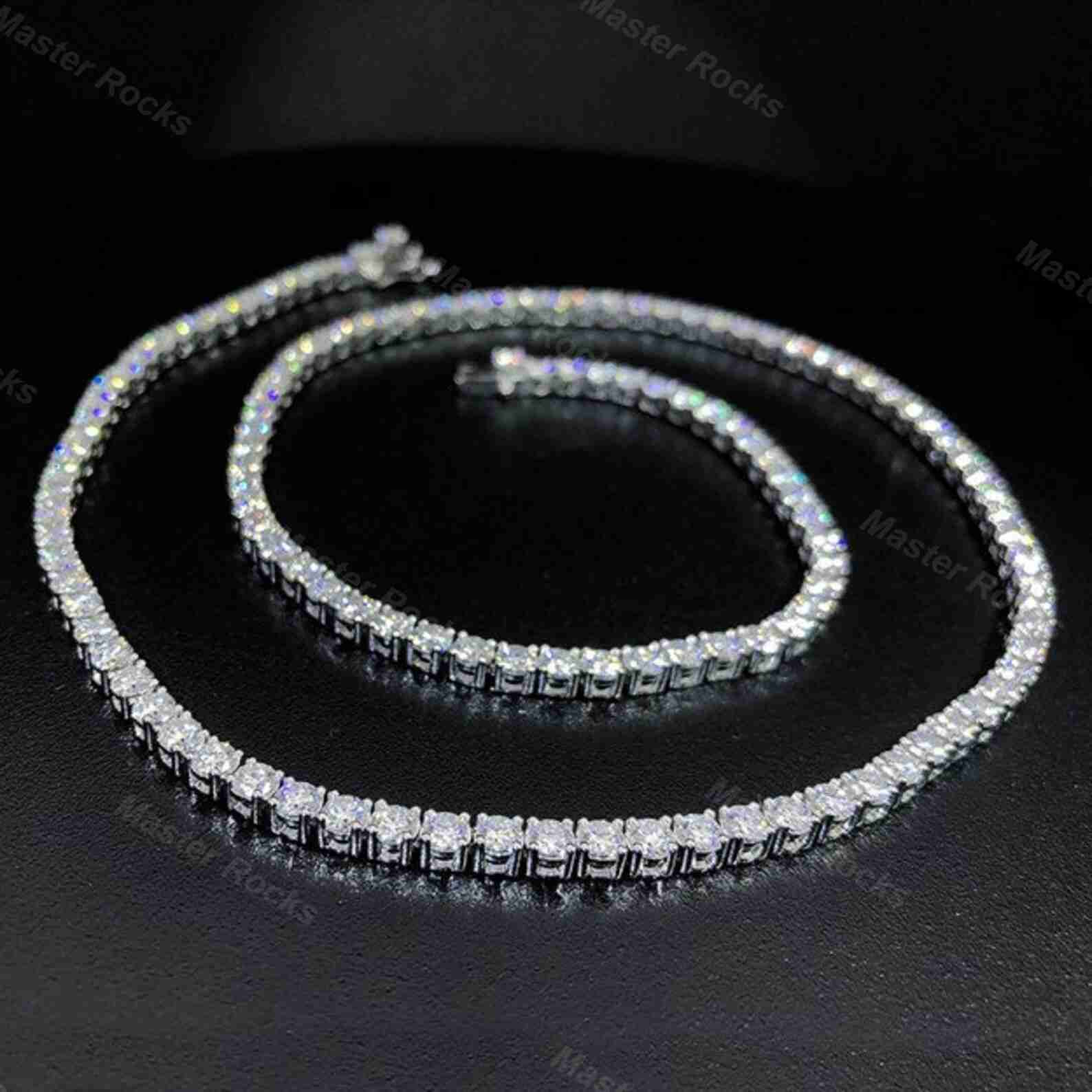 Pass Diamond Tester Tennis Chain 4mm 925 Sterling Silver Necklace Men Moissanite Tennis Chain
