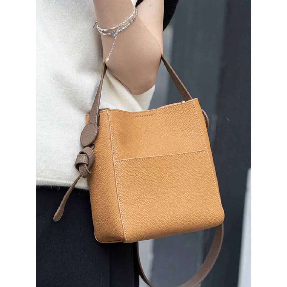 NEW Genuine Leather Women's Crossbody Bag bucket Daily Cusual Handbag Large Capacity commuter Soft Cowhide shoulder bag as gift
