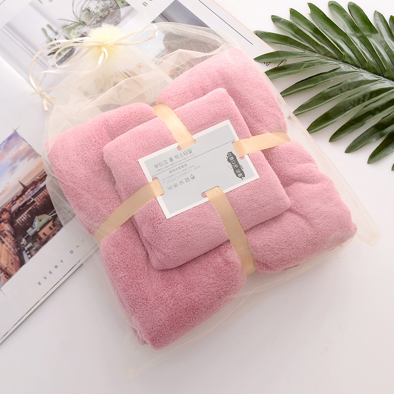 sets High quality jelly velvet absorbent coral velvet thickened non shedding Hair Face Hand Bath Towel Sets