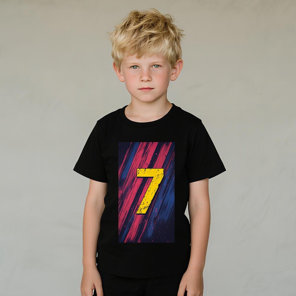 ddmywed Boy and girl Children's T-shirt a T-shirt with the number 7 on it ' s front
