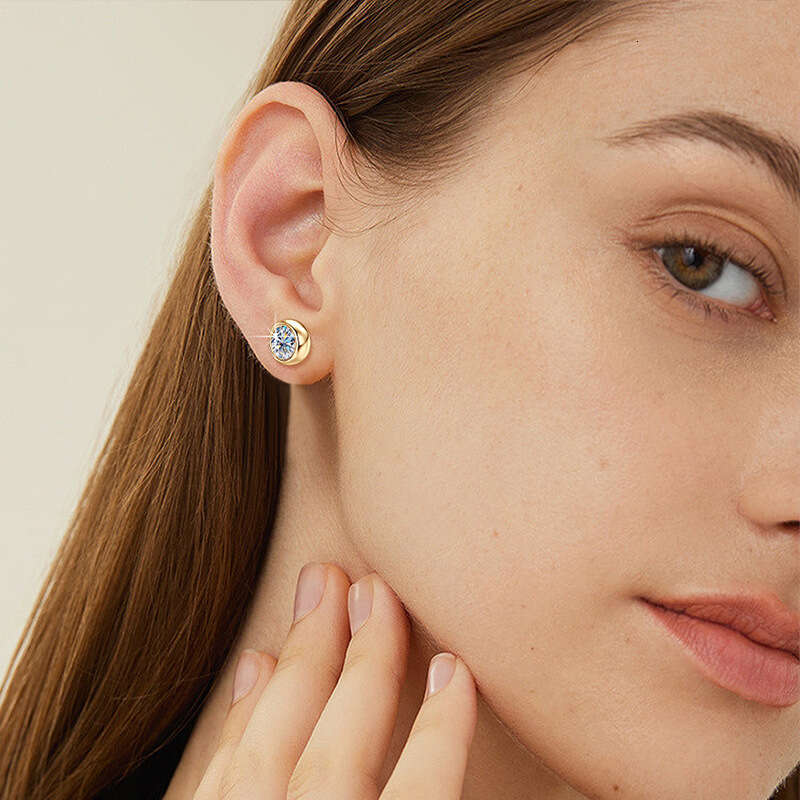 Tiktok Live Moissanite Bubble S Pure Sier Fashion Versatile Elegant Earrings 193