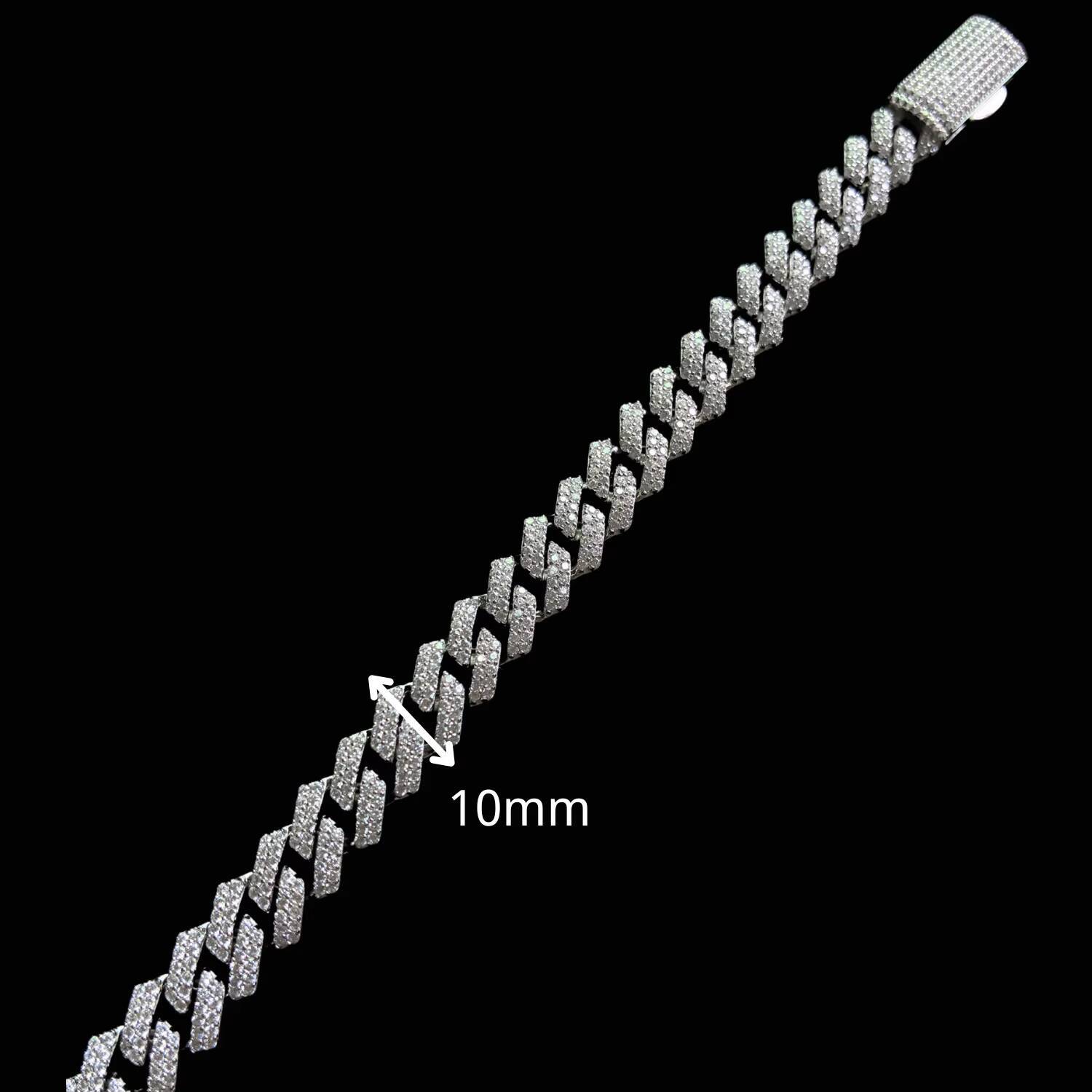 VVS Diamond 2rows 10mm S925 Silver GRA Moissanite Necklace Bracelet Mans Hiphop Cuban Link Chain for Fashion Jewelry for Men
