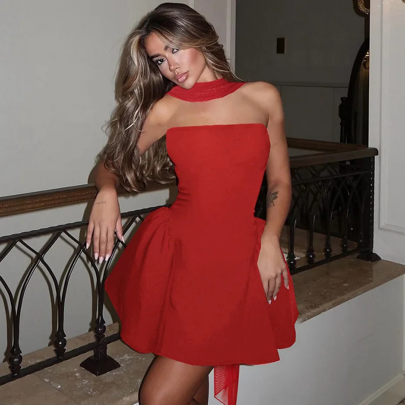 Avrilyaan Off Shoulder Backless Sexy A-line Dress Women 2025 Elegant Party Dress Strapless Bodycon Mini Summer Dress Vestidos 250715