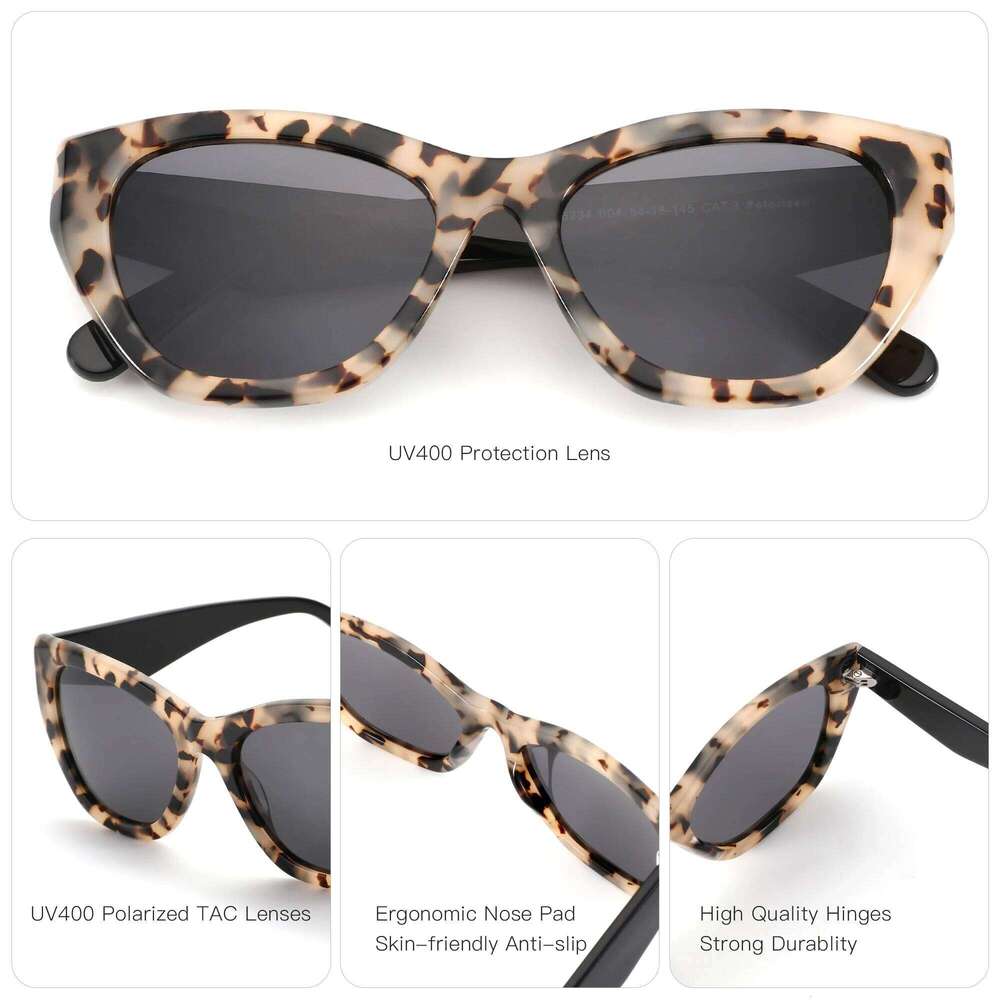 ZENOTTIC Women's Square Acetate Polarized Sunglasses Thick Frame UV400 Protection Sun Glasses Fashionable Ladies' Shopping Gift