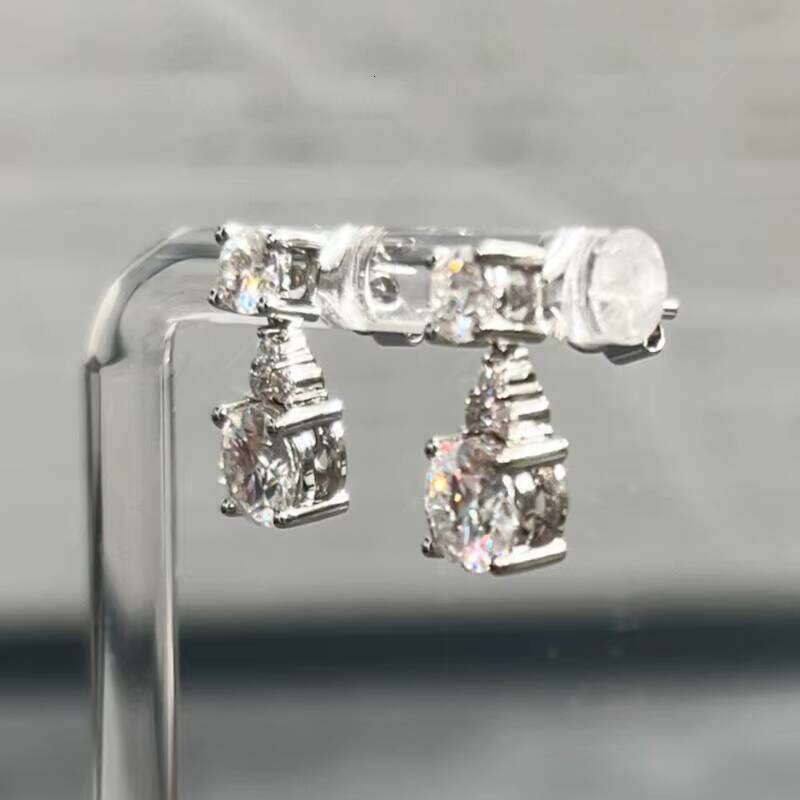 Vvs Drop 14k Gold/White Gold 2ct Round Fine Jewelry Moissanite Earrings