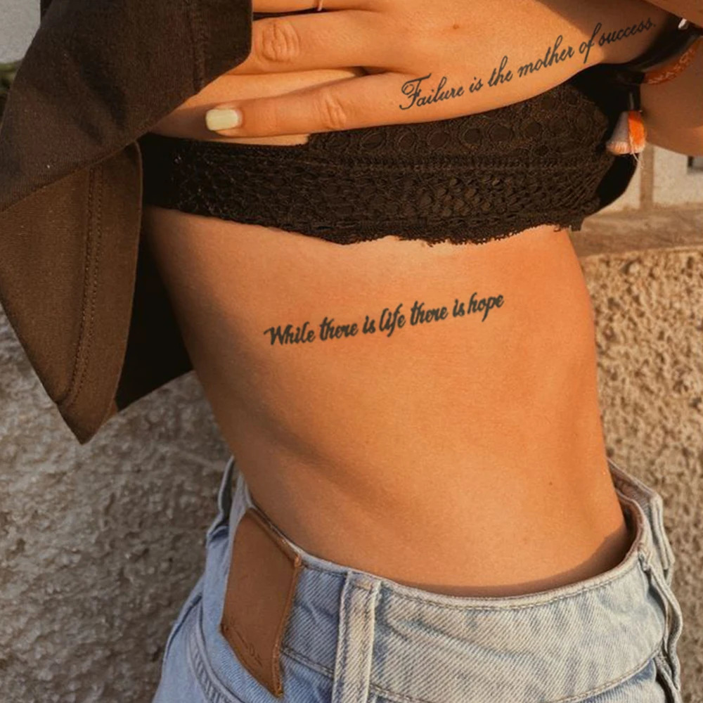 Juice Ink Lasting English Word Waterproof Temporary Tattoo Sticker Black Letter Feather Fonts Body Art Men Women Arm 250714