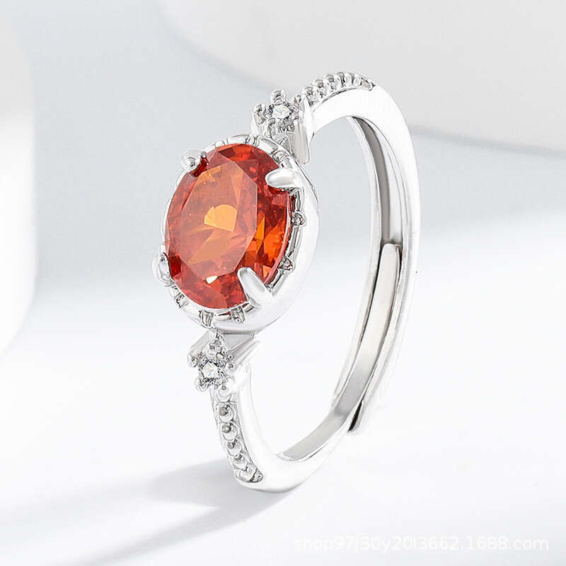 Pigeon Egg Color Treasure Ice Flower Cut Ring Fashion Simple Sparkling Transparent High Carbon Diamond Live Streaming b61