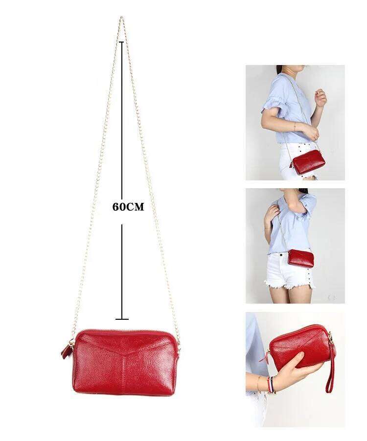 NIGEDU 100% Genuine Leather Women Messenger Mini Brand Female Shoulder Clutchs Chain Crossbody Bag For Ladies Coin Purse