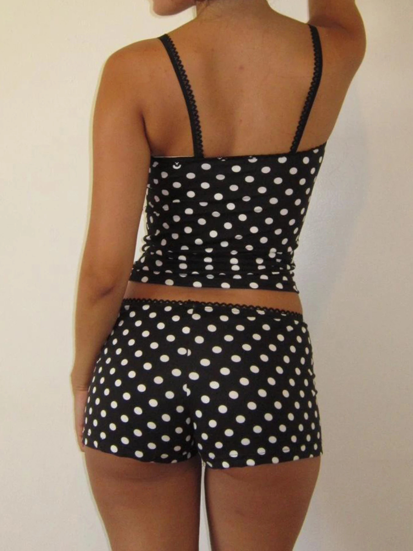 Dot Print Basic Halter Tops Short Womens Sets Simple Cute Causal 2024s Trendy Clothing Fashion Slim 250714