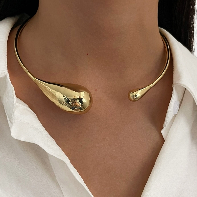 Perisbox Statement Irregular Chunky Water Drop Open Choker Necklace for Women Girls Punk Goth Jewelry 250716