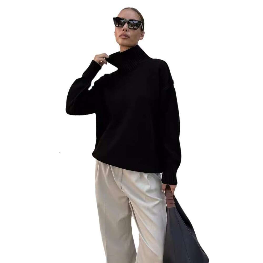 Patchwork Turtleneck For Women, New Autumn Winter Casual Loose Thick Knitted Pullover Sweater B5