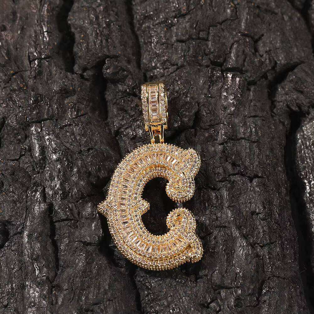 Iced Long Zircon Initial Necklace Gold-Plated Letters A-Z Capital Letter Pendant Jewelry