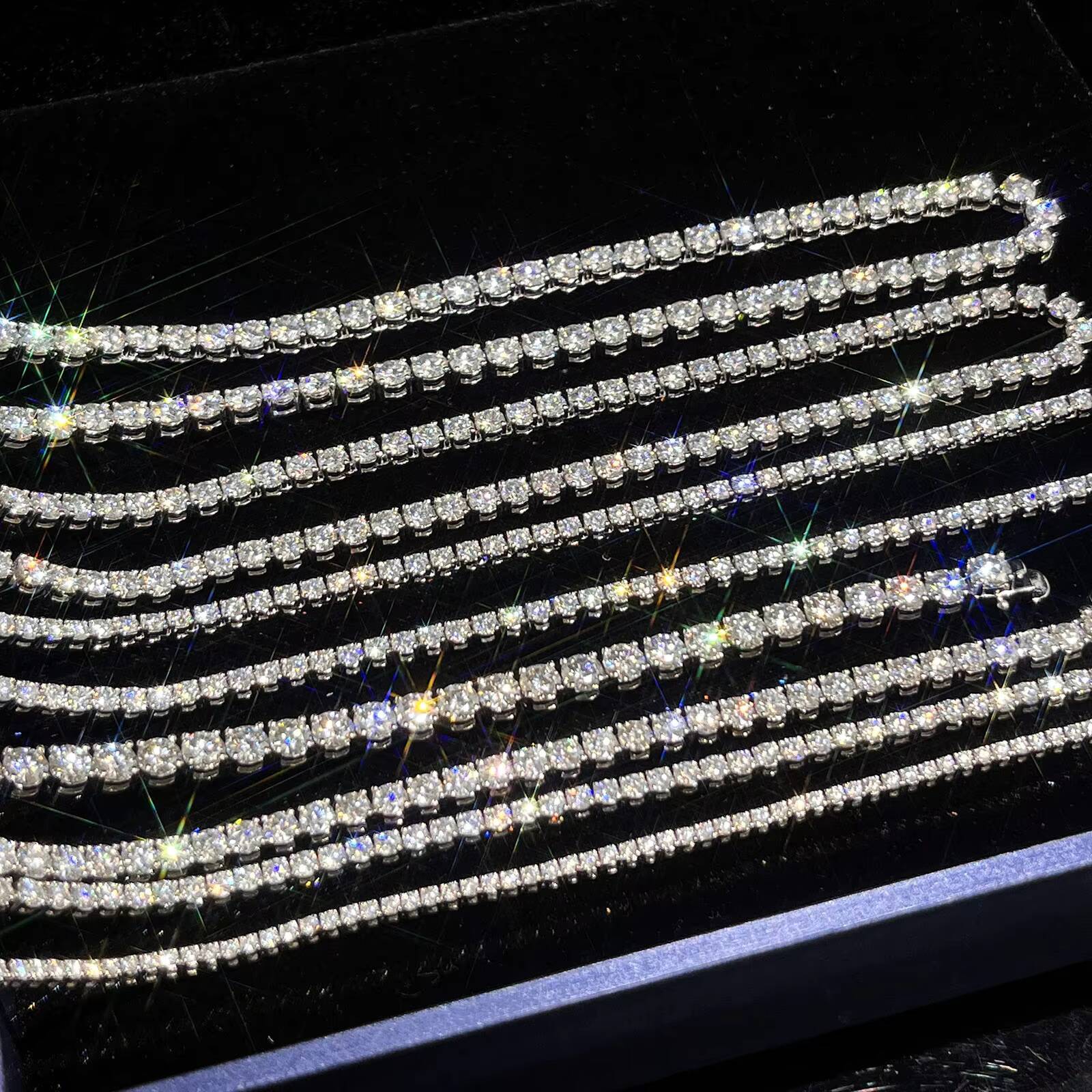 Ready to Ship Moissanite Chain 925 Silver 3mm Tennis Chain Vvs Moissanite 6-9 Inch Tennis Bracelet Iced Out Jewelry Hiphop Man