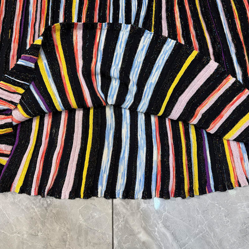 Women's Striped Long Sleeve Knit Dress Summer New Arrival High-End Fashion Y2K Round Neck Sequin Maxi Dress for Party Vacation S0736