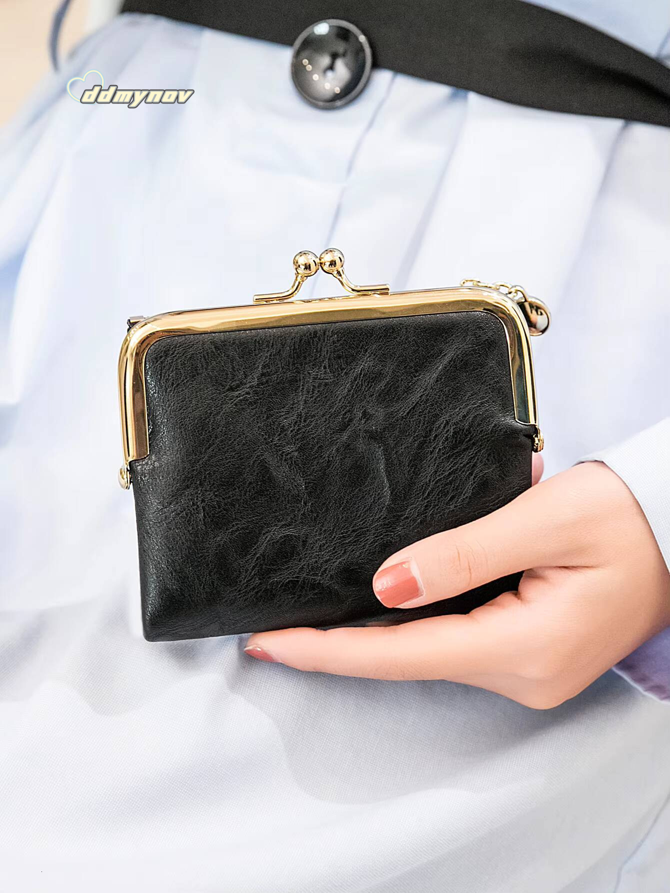 New Clip Womens Zero RetroMulti functional Double Fold Leather Wallet with MultiCard Slot Card Bag, Zipper and Kiss Lock ddmynov