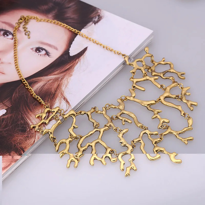 Fashion Unique Vintage Statement Splicing Tree Branch Necklace For Women Jewelry Punk Collar Choker Maxi Necklace Collier Femme 250717