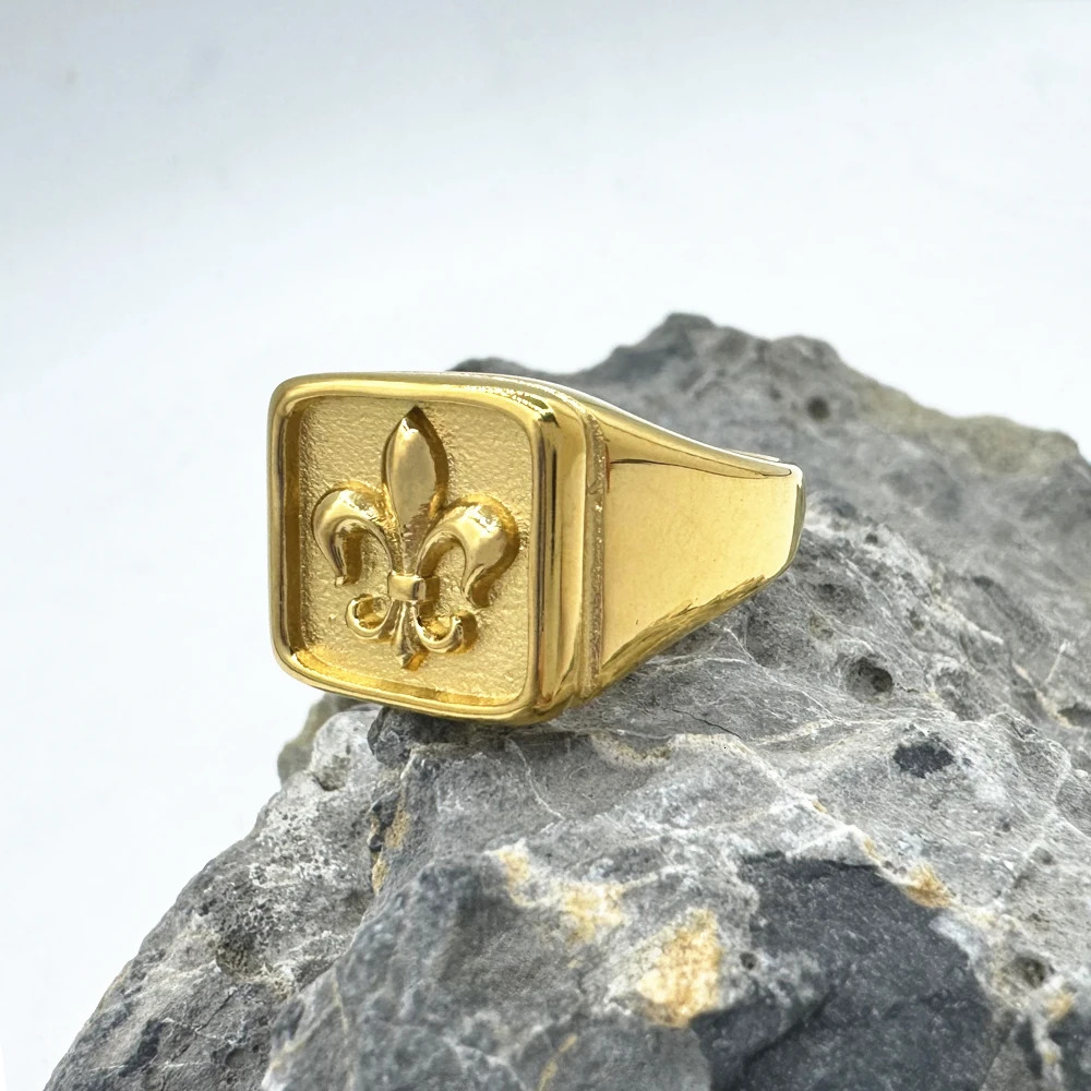 Iris Flower Solid Ring 316L Stainless Steel Jewelry Punk Polishing Golden Silver Spear Ring Size 6-12 250716